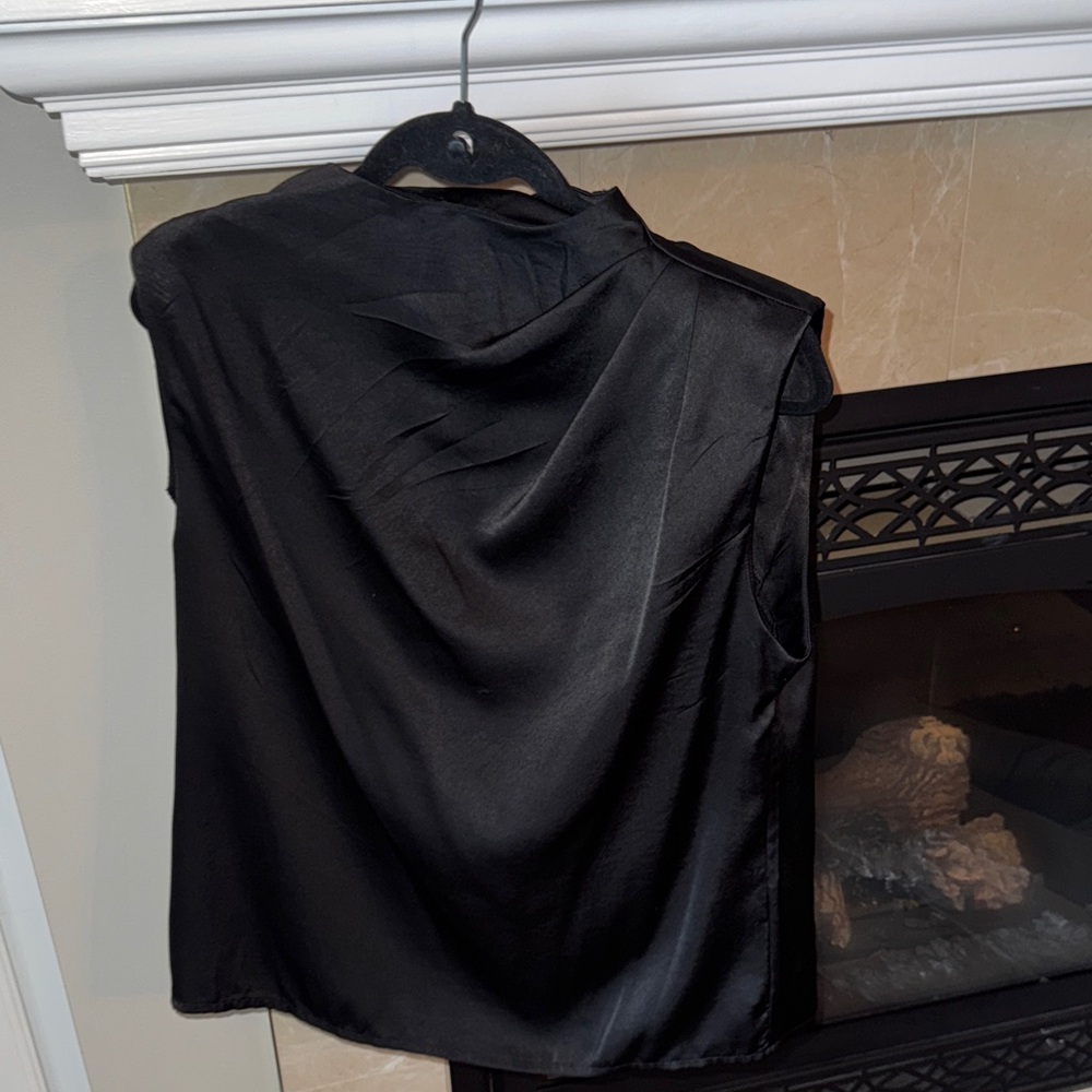 SHEIN Black Satin Blouse